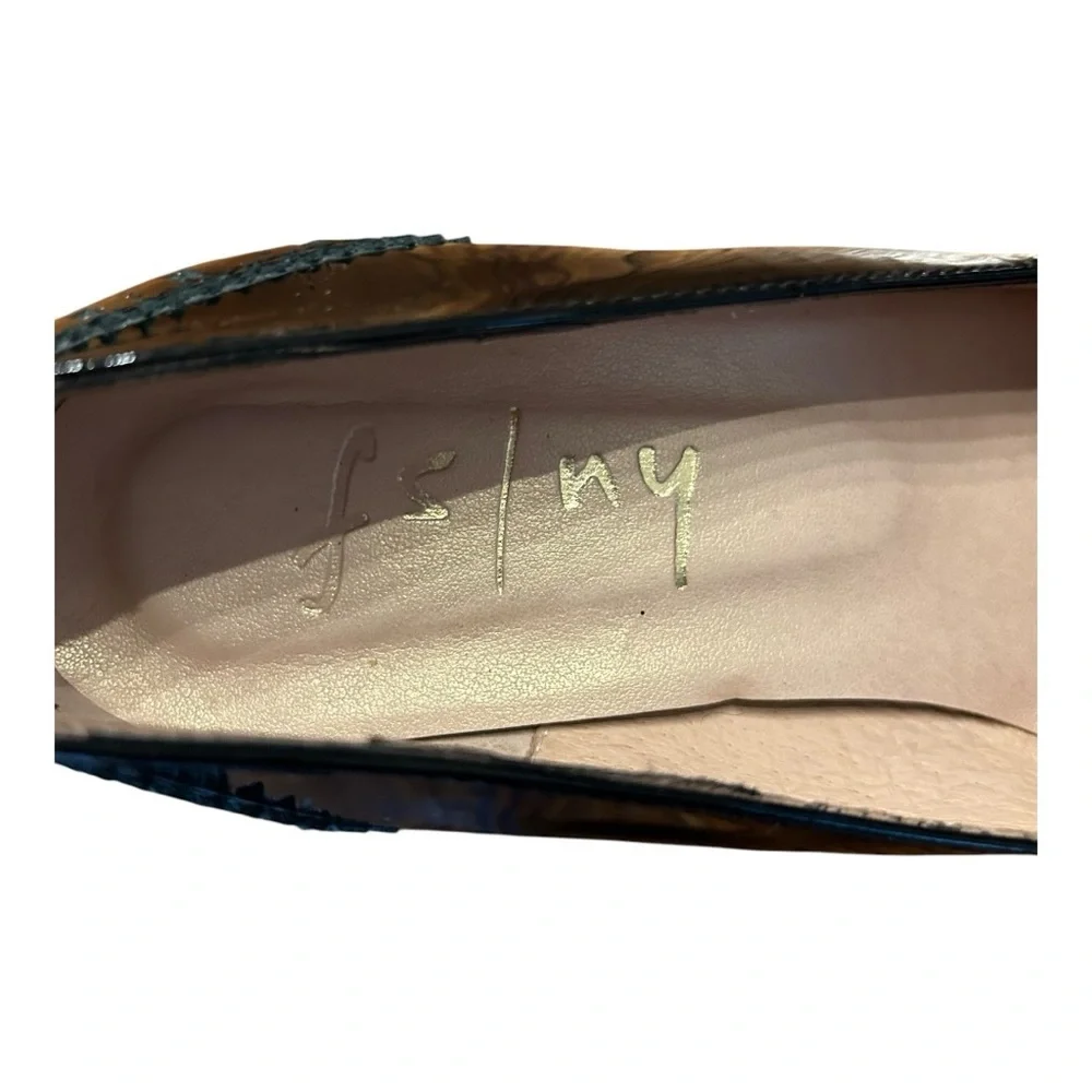 FS NY Classic Black Patent Leather Round-Toe Loafer Heels for Women‎ SZ 8